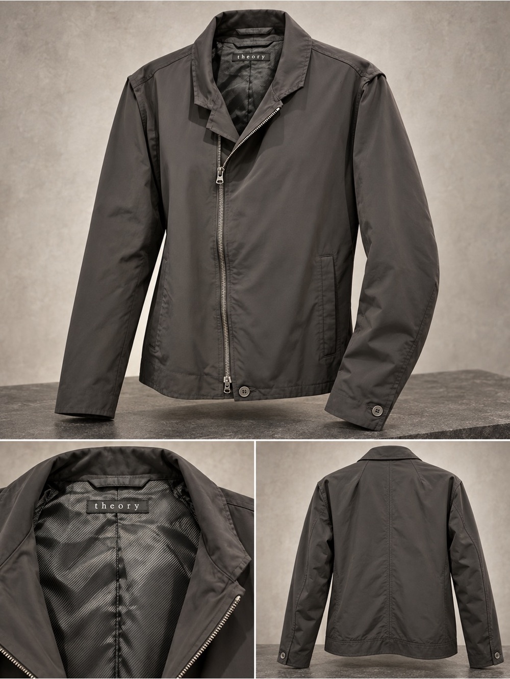 Theory Men’s Black Lightweight Technical Zip Jacket Large